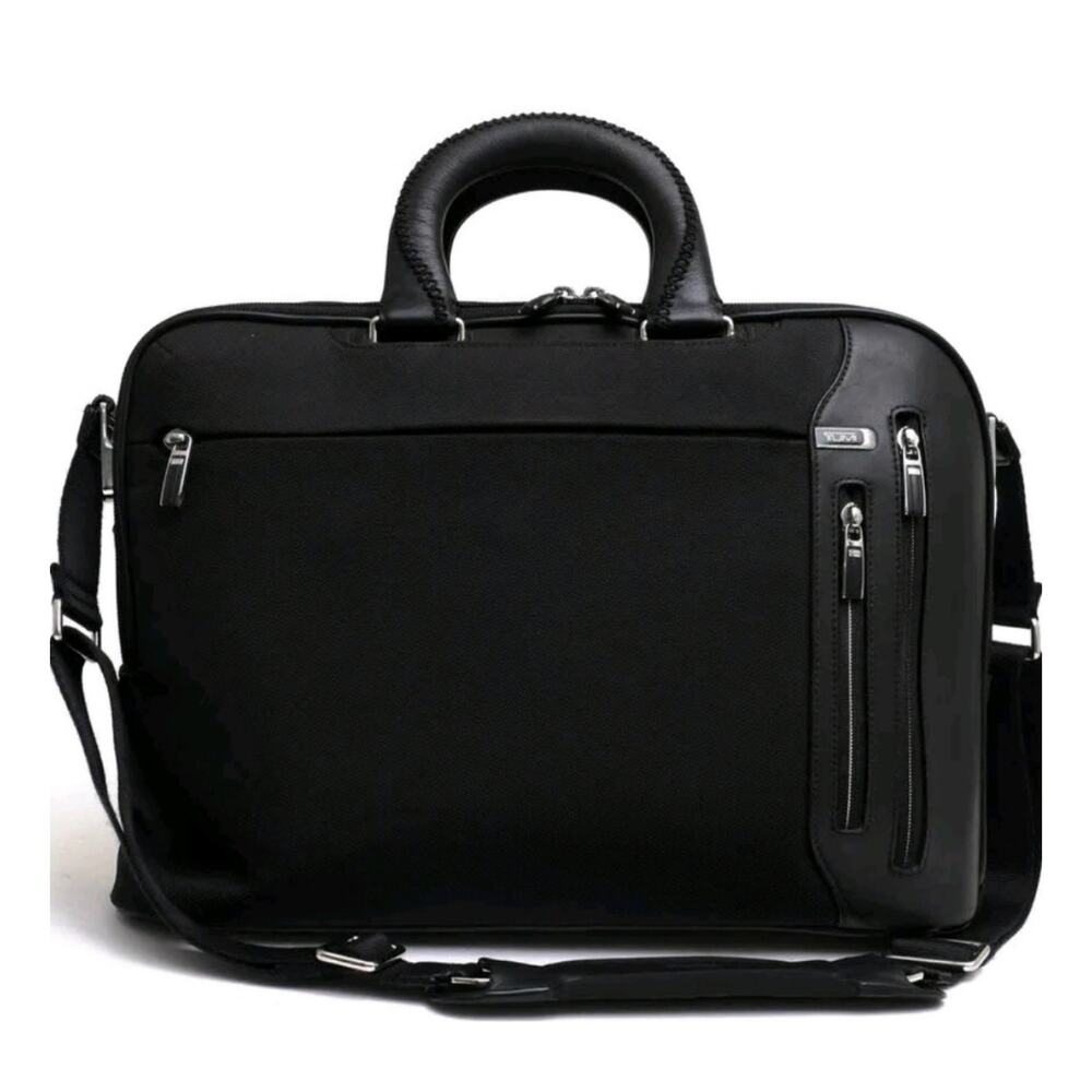 TUMI Black Arrive Narita Slim Briefcase Business Bag